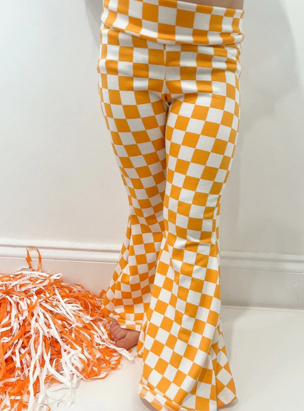 Deadline May 29 yellow plaid kids girls team bell bottom pants