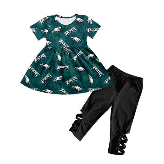 MOQ 3 pcs short sleeves eagle tunic leggings girls team clothes