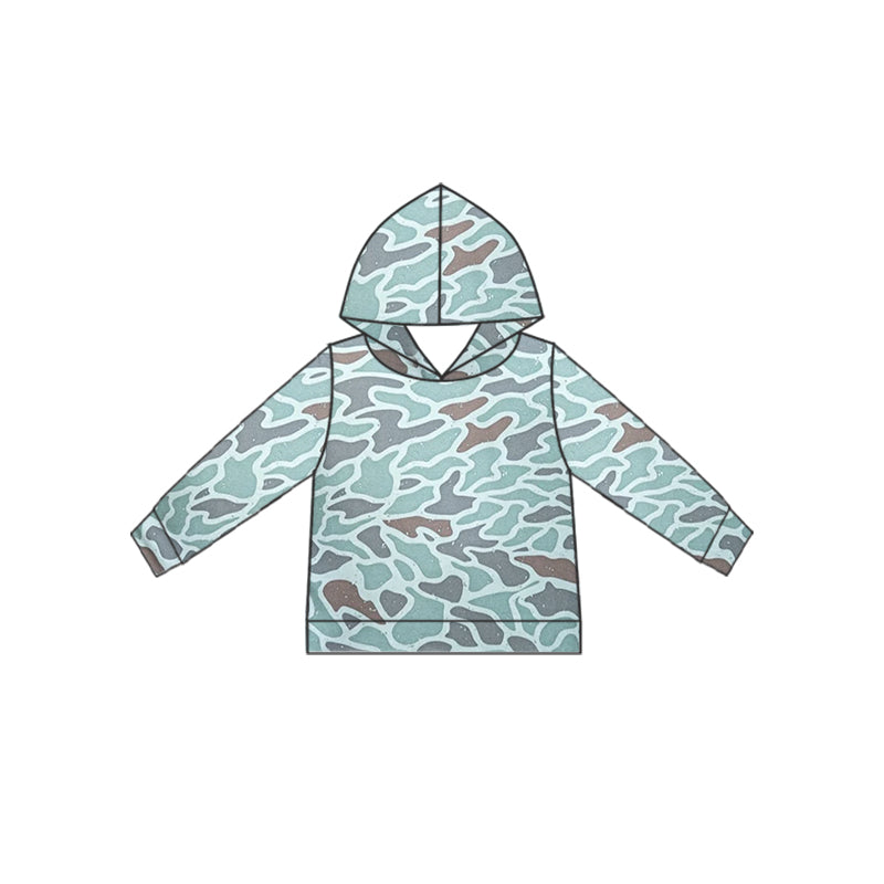 Deadline July 12 green camo long sleeves kids boys hoodie