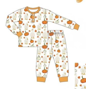 Deadline July 12 long sleeves pumpkin kids fall pajamas