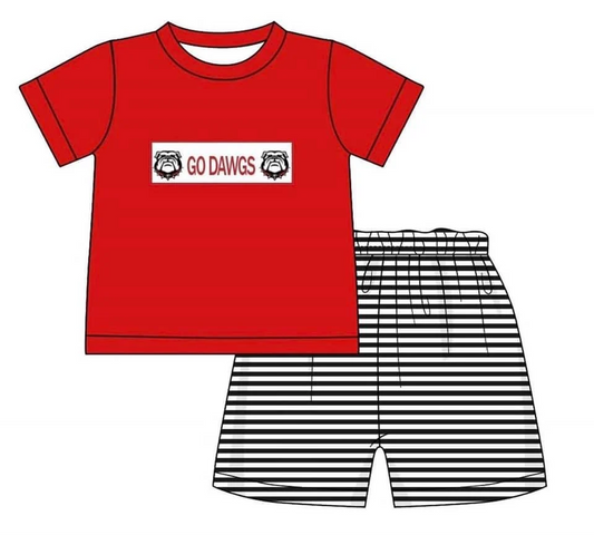 Deadline July 16 red dog top stripe shorts boys team clothes