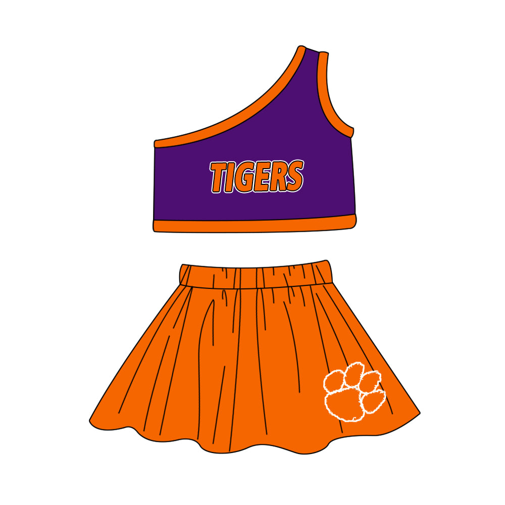 Deadline July 27 One shoulder top tigers skirt girls team clothes