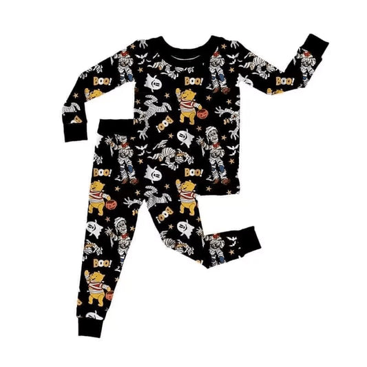 Deadline July 27 black long sleeves bear boo kids Halloween pajamas