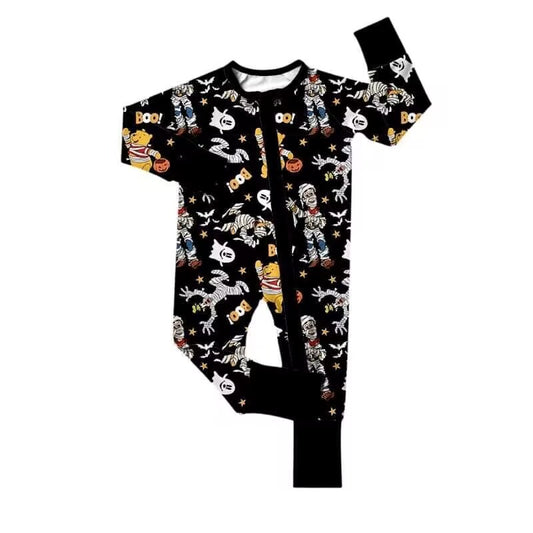 Deadline July 27 black long sleeves bear boo kids Halloween romper