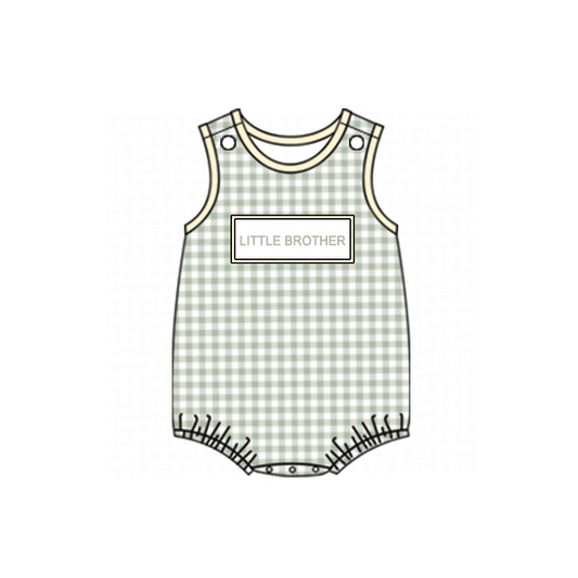 Deadline Aug 2 little brother plaid baby boy romper