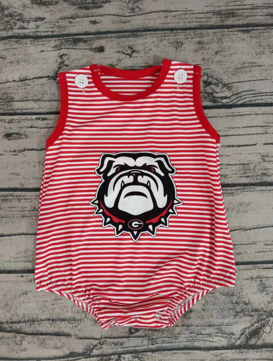 Deadline Aug 3 red stripe sleeveless G dog baby boy romper