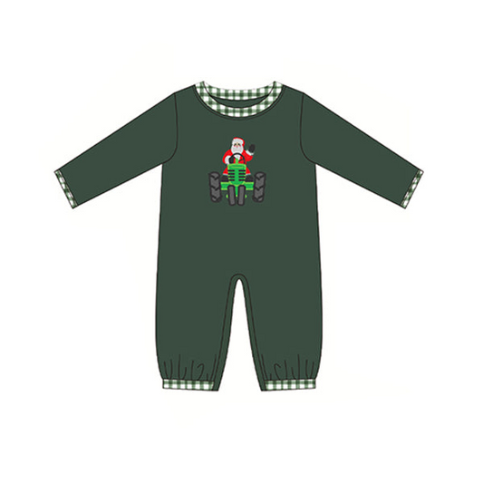 Deadline Aug 3 green truck santa long sleeves baby Christmas romper