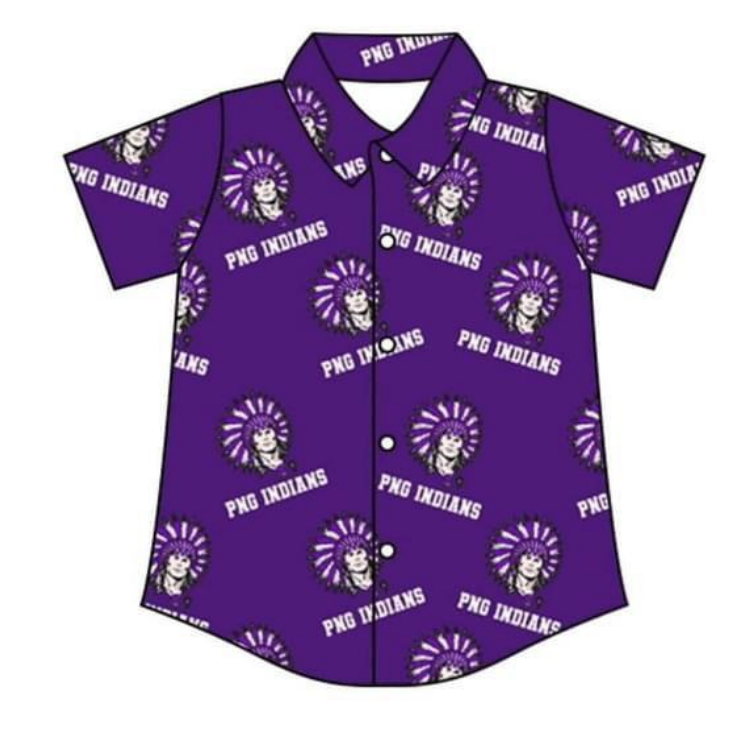 Deadline Aug 5 purple short sleeves boys button down team shirt