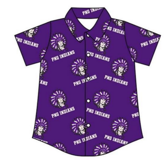 Deadline Aug 5 purple short sleeves boys button down team shirt