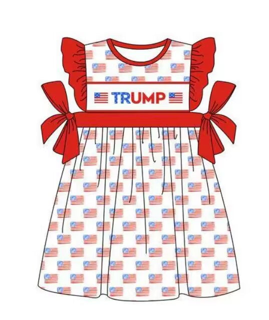 Deadline Aug 9 flutter sleeves bow flag girls dress