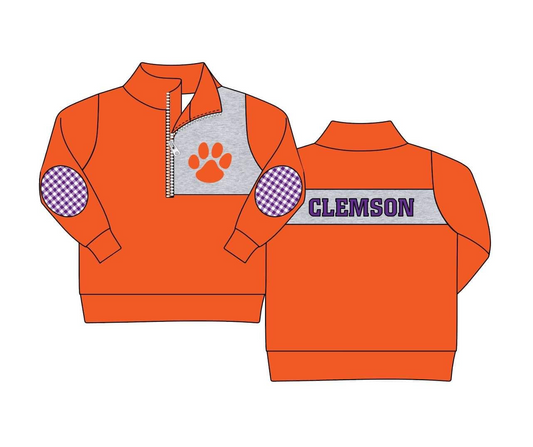 Deadline Aug 10 orange purple plaid kids boys team pullover