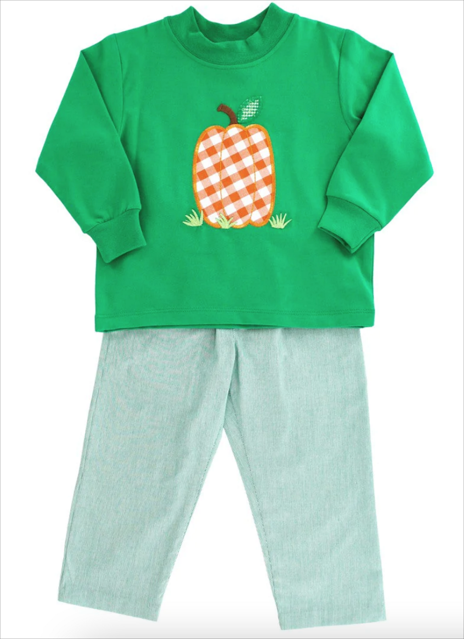 Deadline Aug 10 green pumpkin top pants boys fall clothes