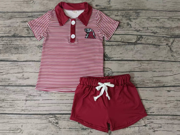 Deadline Aug 15 stripe elephant polo shirt shorts boys team clothes