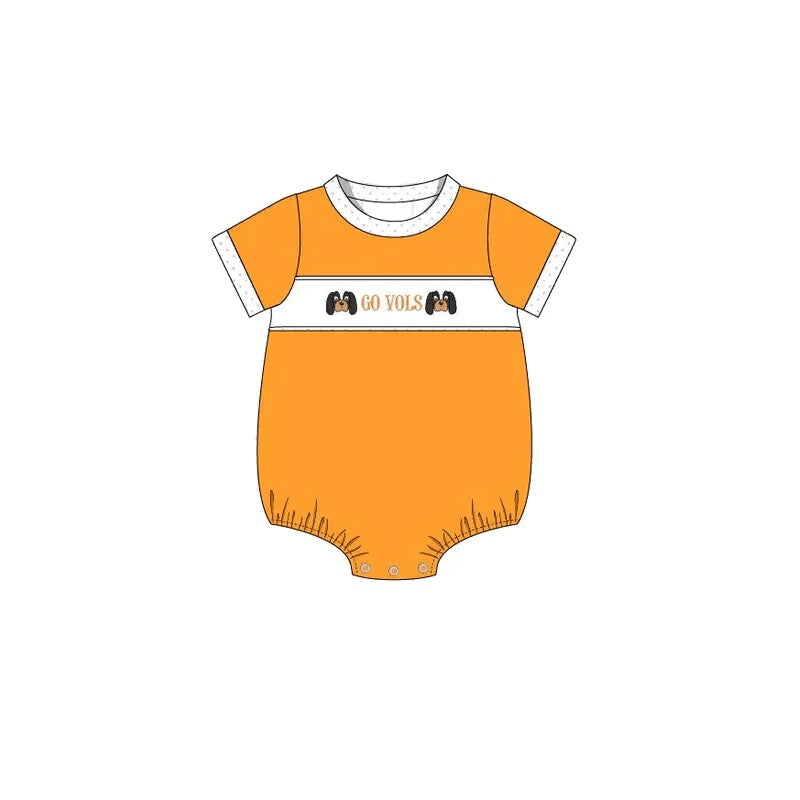 Deadline Aug 15 short sleeves yellow dog T boys team romper