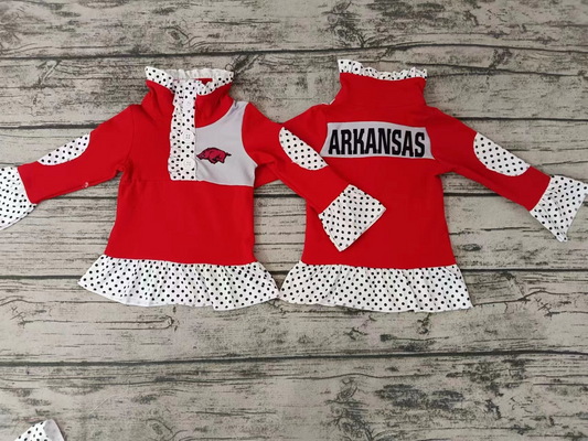 Deadline Aug 15 red hogs polka dots girls team pullover