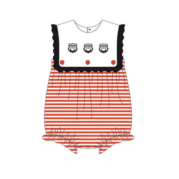 Deadline Aug 17 sleeveless G dog stripe baby girls team romper