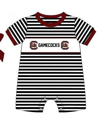 Deadline Aug 17 maroon short sleeves stripe baby team romper