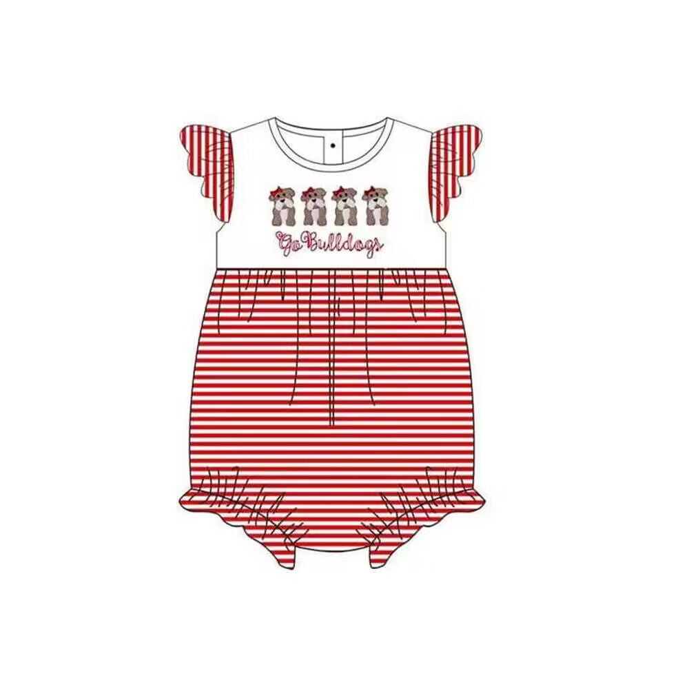 Deadline Aug 17 flutter sleeves stripe dog baby girls team romper