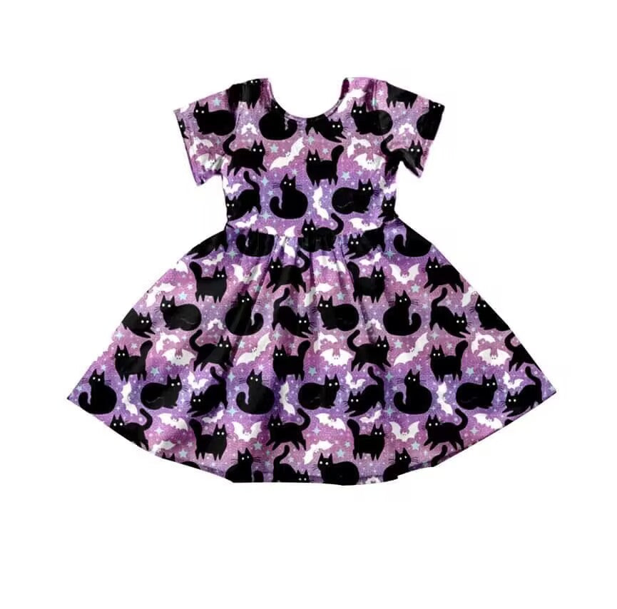 Deadline Aug 17 purple hat cat kids girls Halloween dress