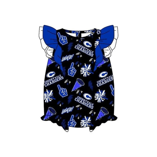 Deadline Aug 18 blue flutter sleeves baby girls team romper