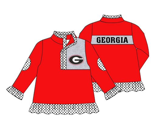 Deadline Aug 18 polka dots red G dog kids girls team pullover