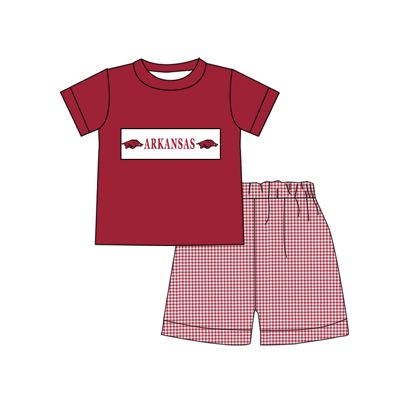 Deadline  Aug 18 hogs top plaid shorts boys team clothing