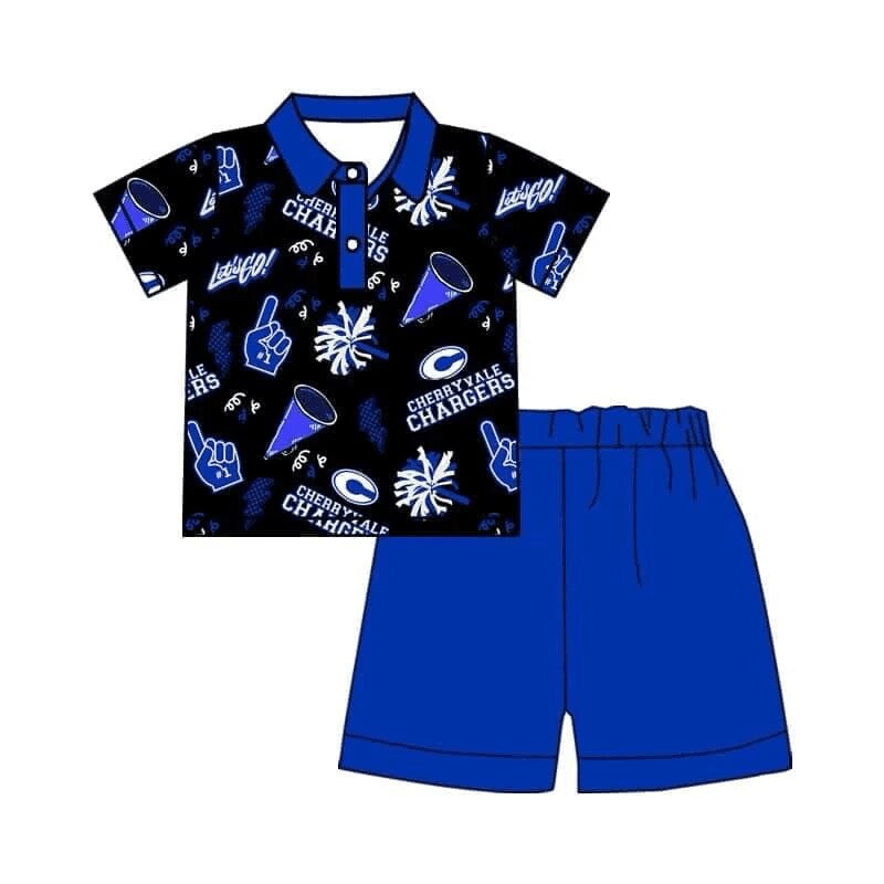 Deadline  Aug 18 Blue C polo shirt shorts boys team outfits