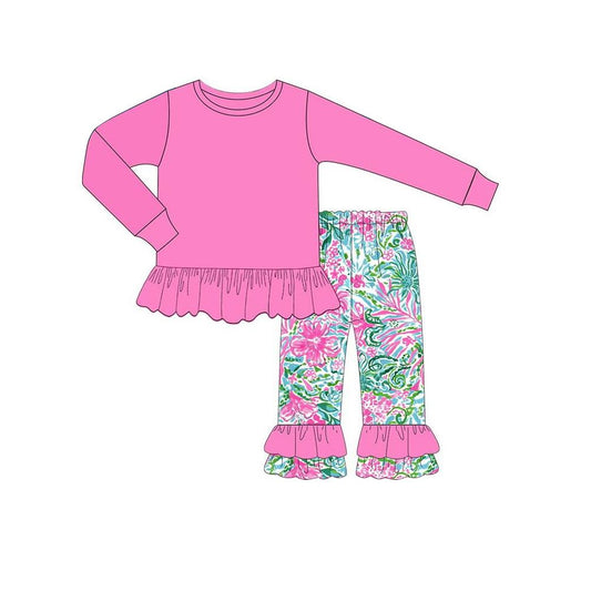 Deadline Aug 18 pink ruffle top watercolor pants girls clothes