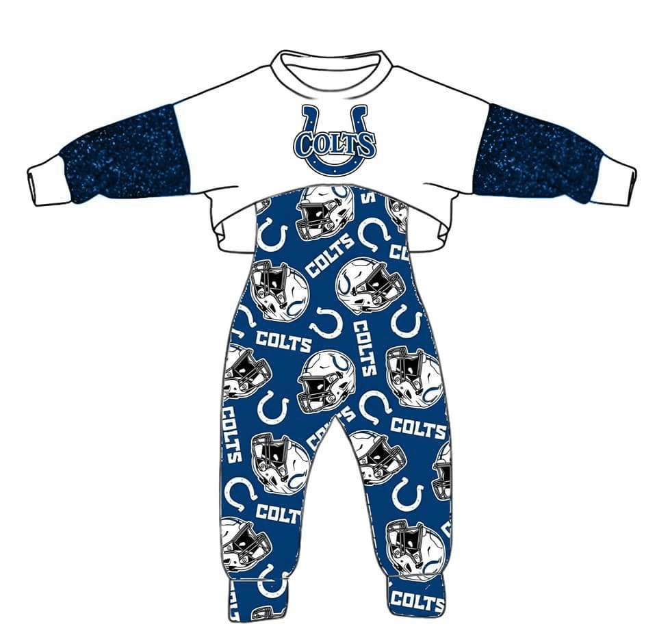 Deadline Aug 19 white blue top jumpsuit girls team clothes