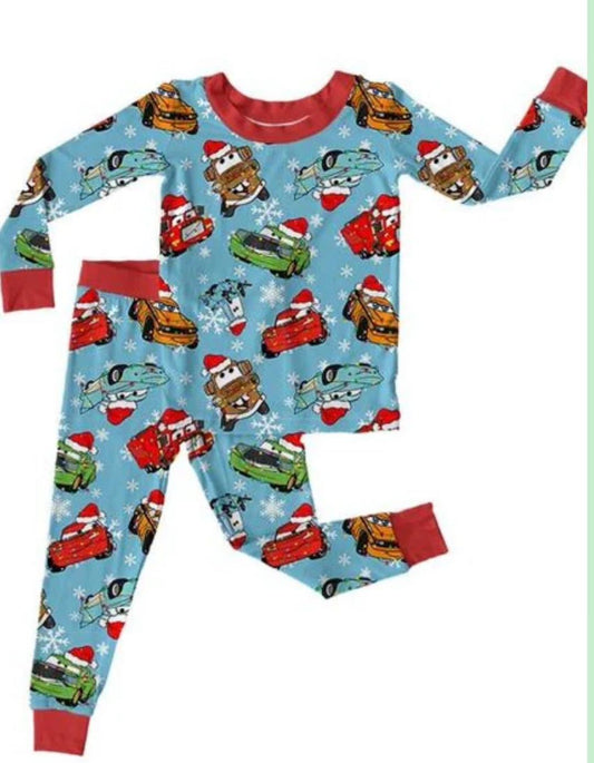 Deadline Aug 22 long sleeves cars baby kids Christmas pajamas