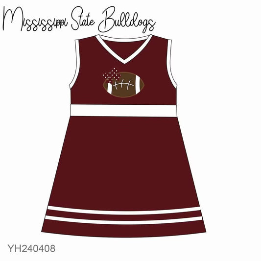 Deadline Aug 22 maroon sleeveless football bow girls team dress