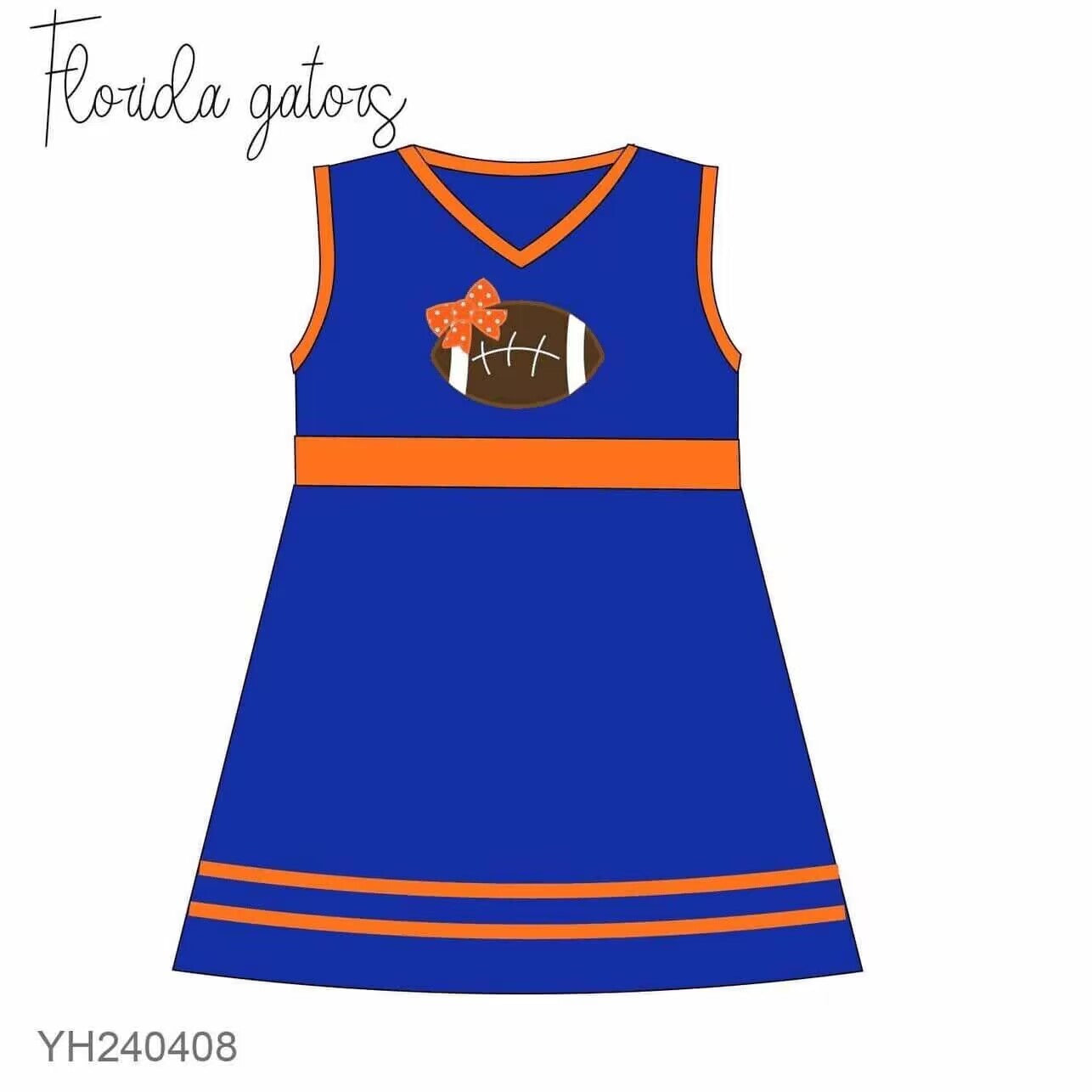 Deadline Aug 22 blue sleeveless football bow girls team dress