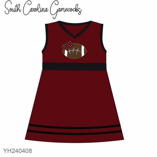 Deadline Aug 22 maroon black sleeveless football bow girls team dress