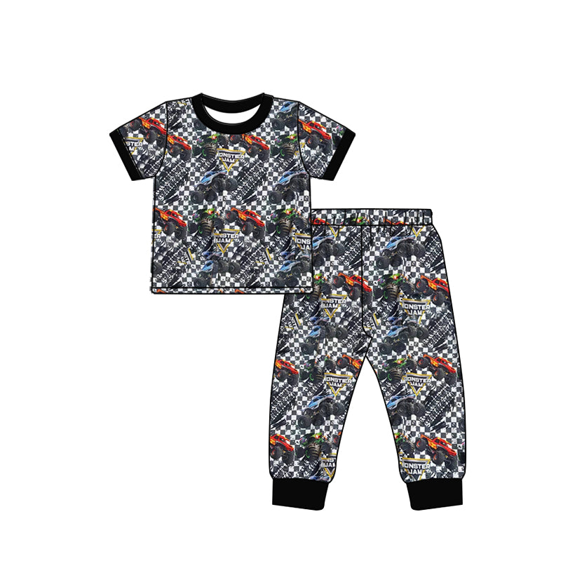 Deadline Aug 23 short sleeves plaid cars kids boys pajamas