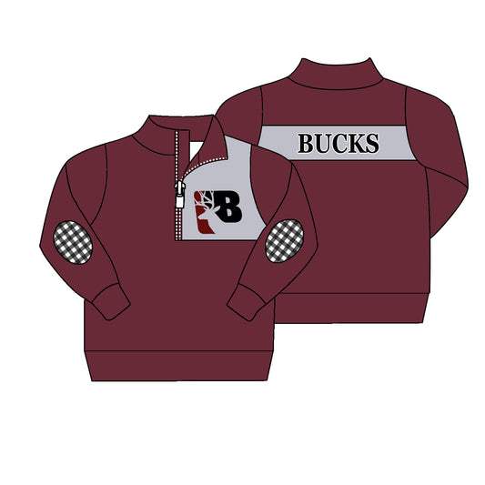 Deadline Aug 25 plaid maroon B kids boys team pullover