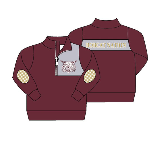 Deadline Aug 25 Maroon plaid kids boys team pullover