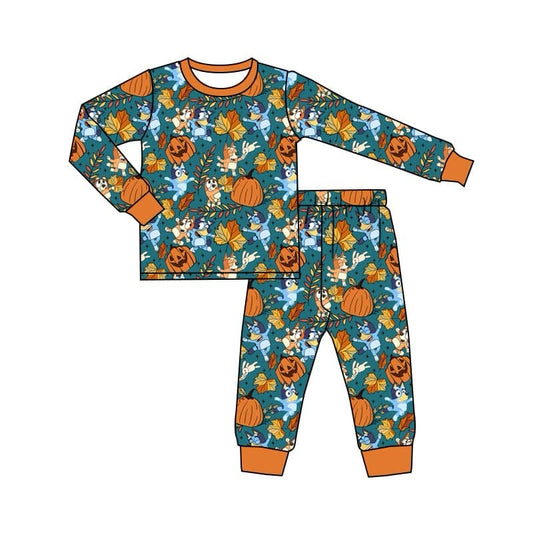 Deadline Aug 25 long sleeves dog pumpkin Halloween kids bamboo pajamas