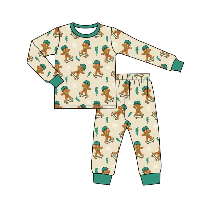 Deadline Aug 25 long sleeves gingerbread Christmas kids bamboo pajamas