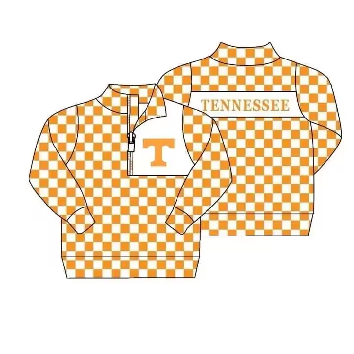 Deadline Aug 30 Yellow plaid T baby kids team pullover