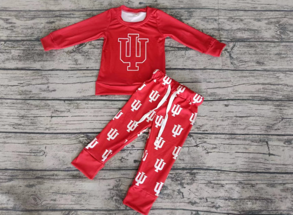 Deadline Sept 4 red long sleeves top pants kids team pajamas