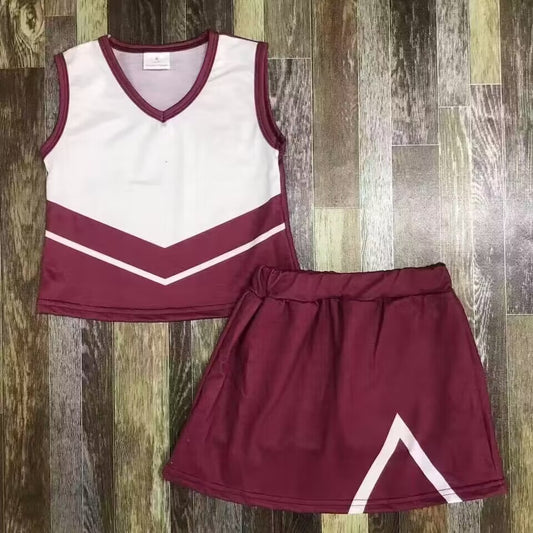 Deadline Sept 7 sleeveless maroon top skirt kids girls team outfits