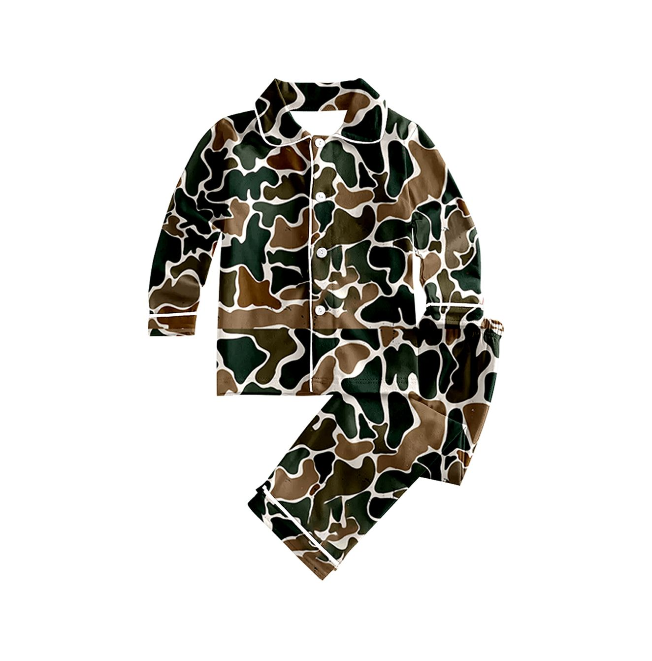 Deadline Sept 8 Camo long sleeves kids button down pajamas