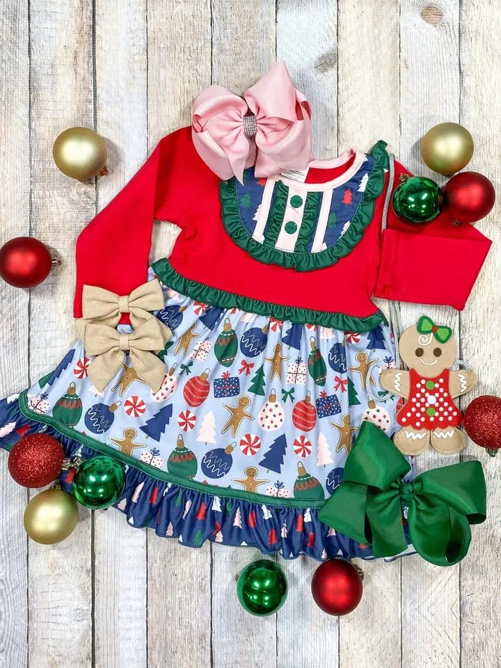 Deadline Sept 10 gingerbread candy cane baby girls Christmas dress