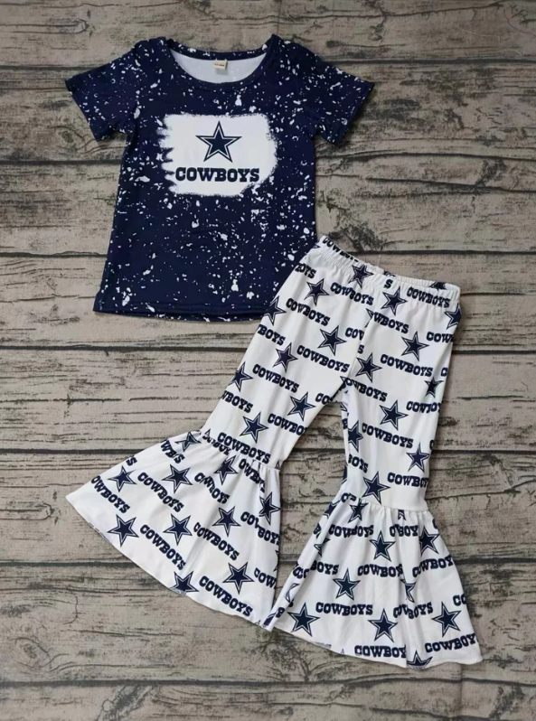 Deadline Sept 10 navy bleached top cowboys bell bottom pants girls team clothes