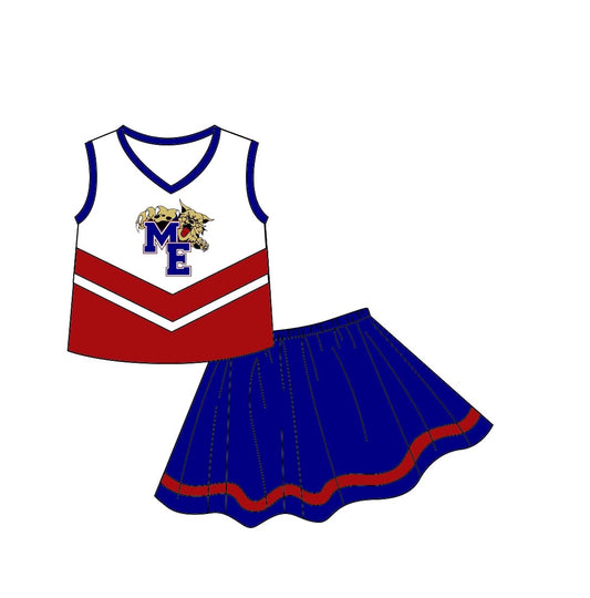 Deadline Sept 12 M E red sleeveless top blue skirt girls team set