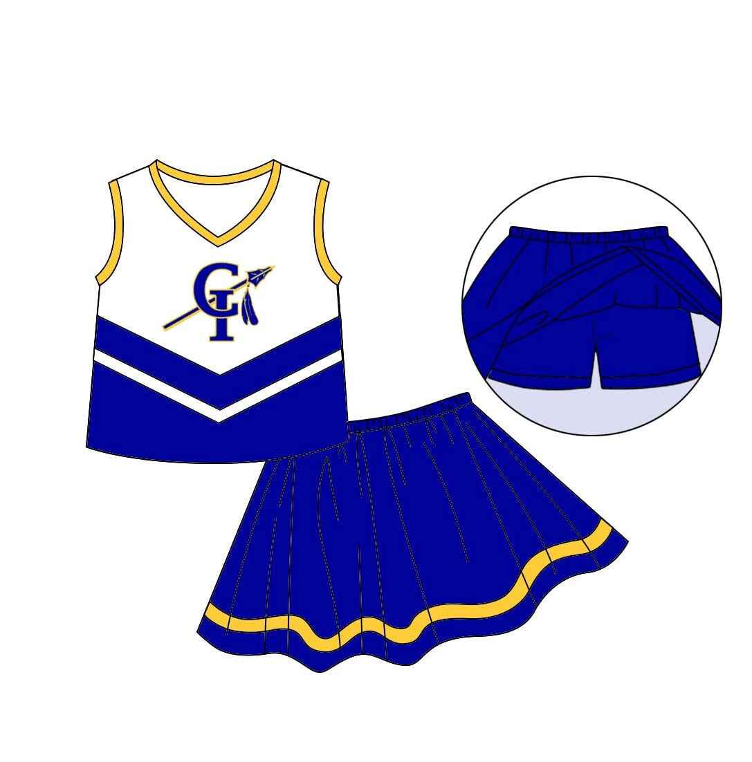 Deadline Sept 12 blue sleeveless top skirt girls team set