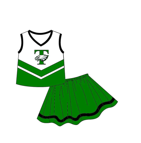 Deadline Sept 12 T green sleeveless top skirt girls team set