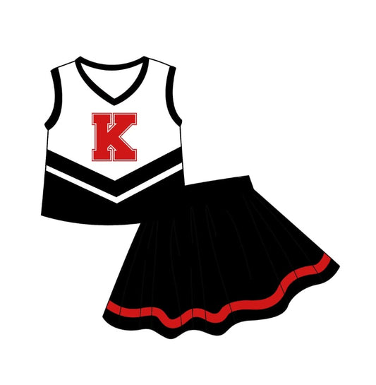 Deadline Sept 12 K black sleeveless top skirt girls team set