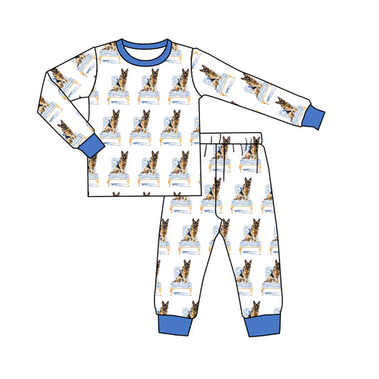 Deadline Sept 13 long sleeves blue dog kids bamboo pajamas