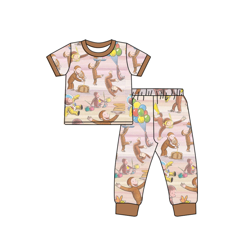 Deadline Sept 13 short sleeves monkey kids bamboo pajamas